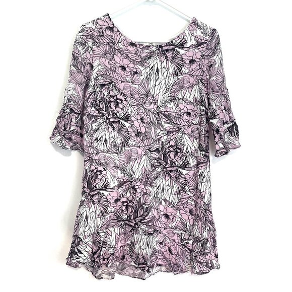 FRENCH CONNECTION Flight of Fancy Floral Ruffle Mini Dress Lilac Lavender Shift - Picture 2 of 16
